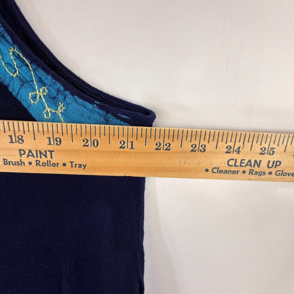 S.R. Fashion Blue Floral Embroidered Dress Beach Coverup Free Size Tunic Summer - Picture 4 of 8